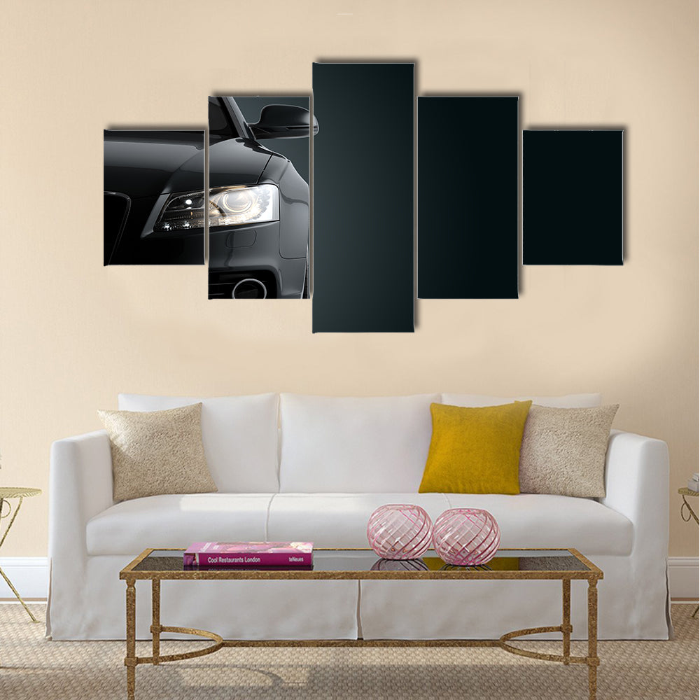 New CG 3d render of generic luxury detail black sports car. Mockup with stylized noise effects Multi panel canvas wall art