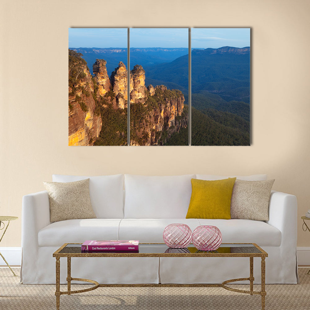 The Three Sisters rock formation in the Blue Mountains, New South Wales, multi panel canvas wall art