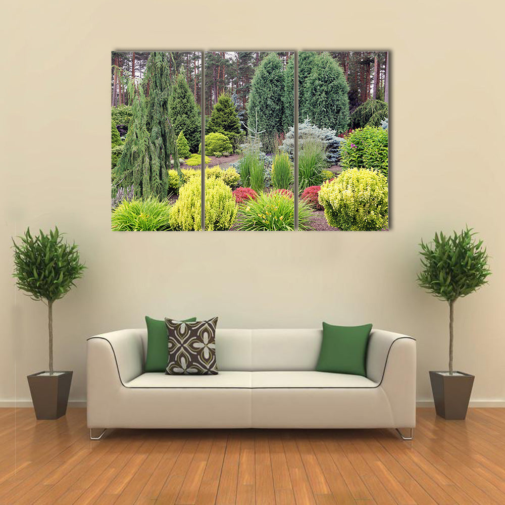 A Garden Designed With The Conglomeration Of The Varying plants, Multi Panel Canvas Wall Art