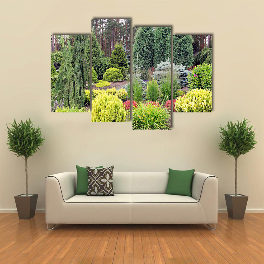 A Garden Designed With The Conglomeration Of The Varying plants, Multi Panel Canvas Wall Art