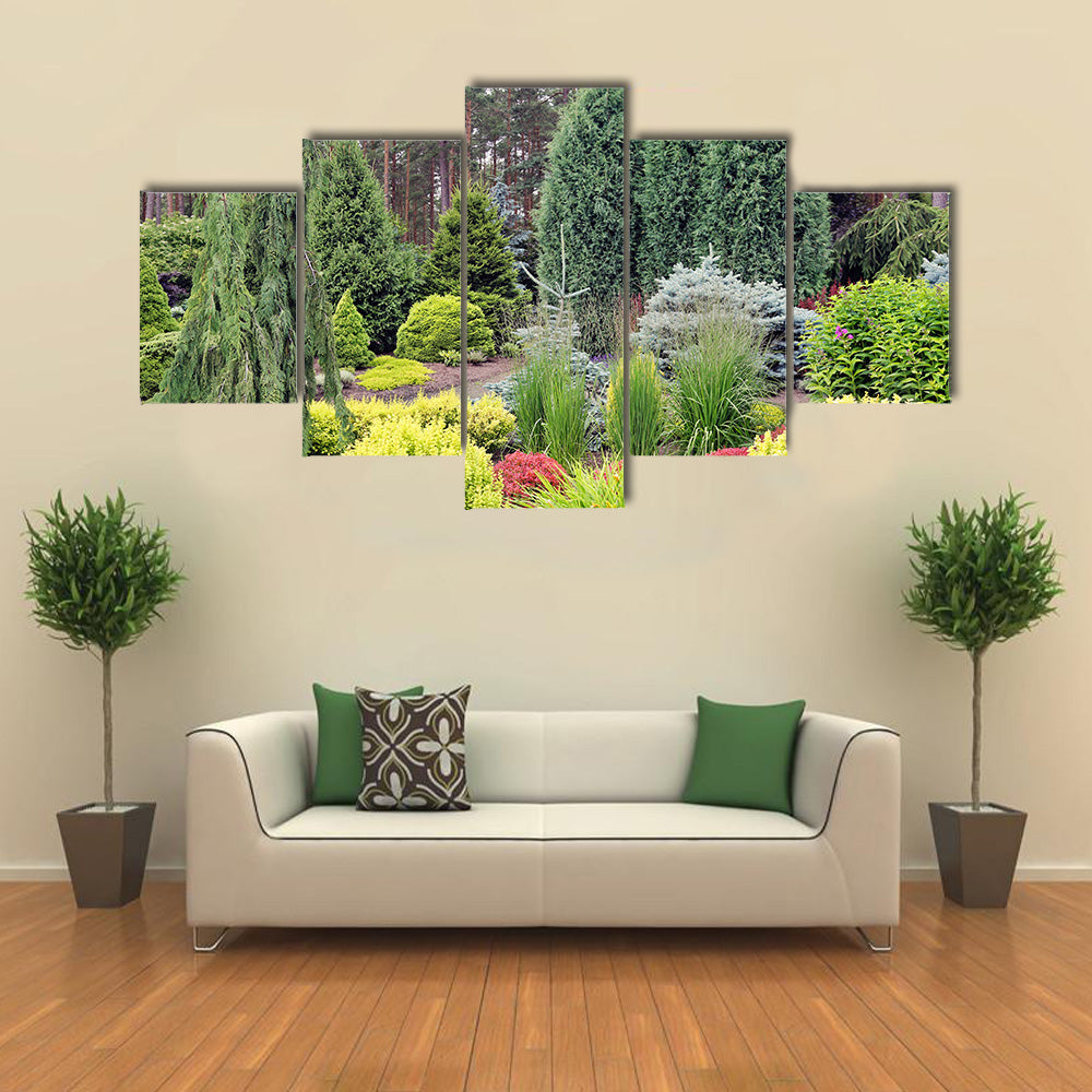 A Garden Designed With The Conglomeration Of The Varying plants, Multi Panel Canvas Wall Art