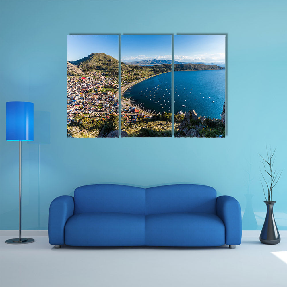Lake Titicaca at the border of Bolivia and Peru Multi Panel Canvas Wall Art