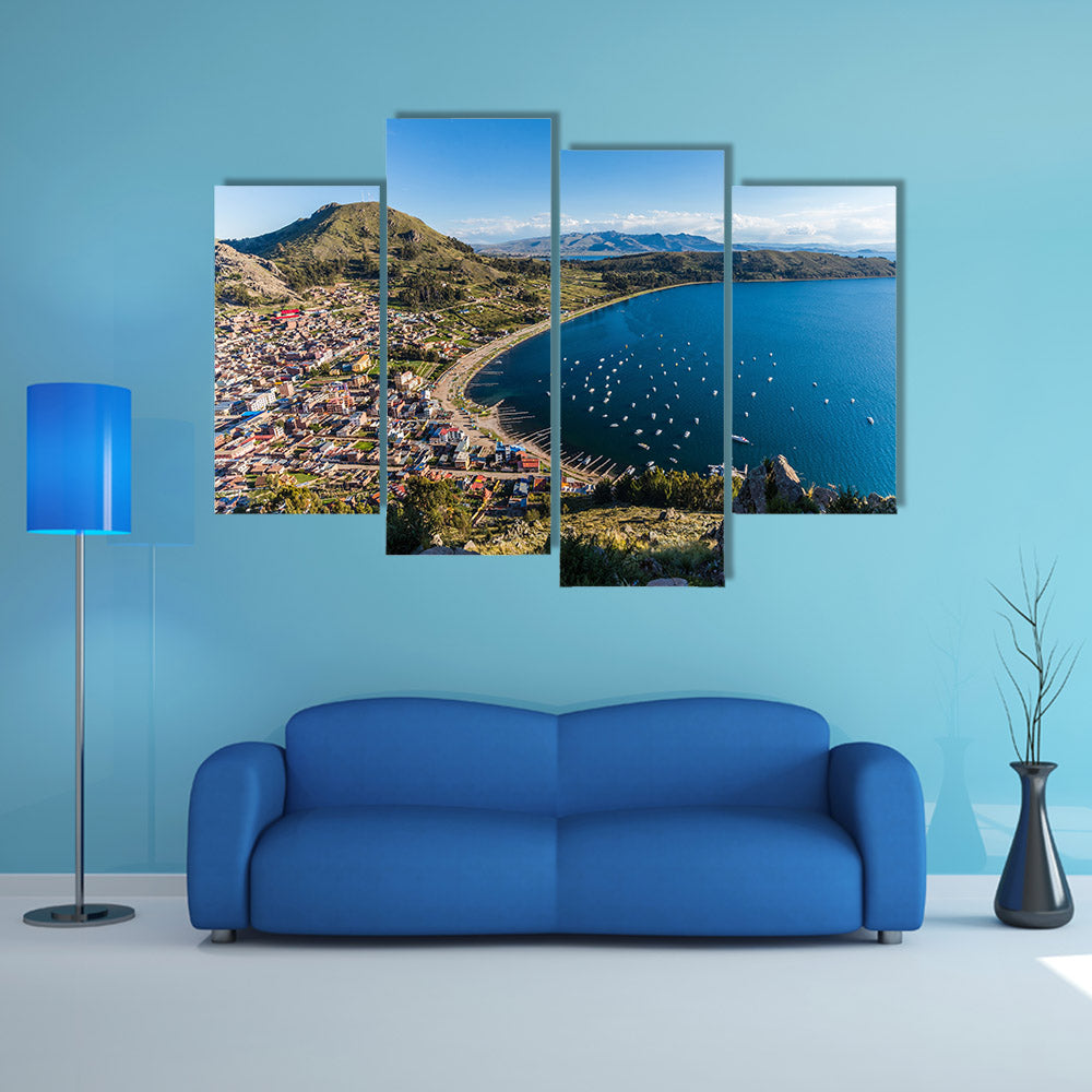 Lake Titicaca at the border of Bolivia and Peru Multi Panel Canvas Wall Art