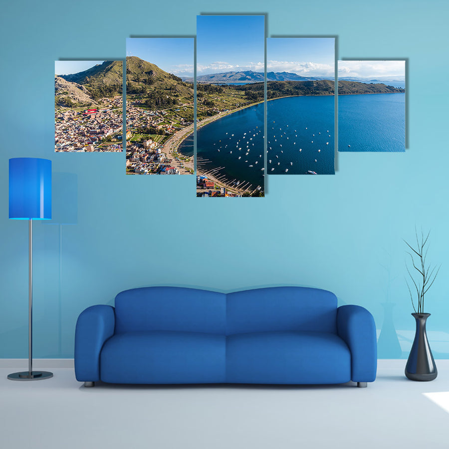 Lake Titicaca at the border of Bolivia and Peru Multi Panel Canvas Wall Art