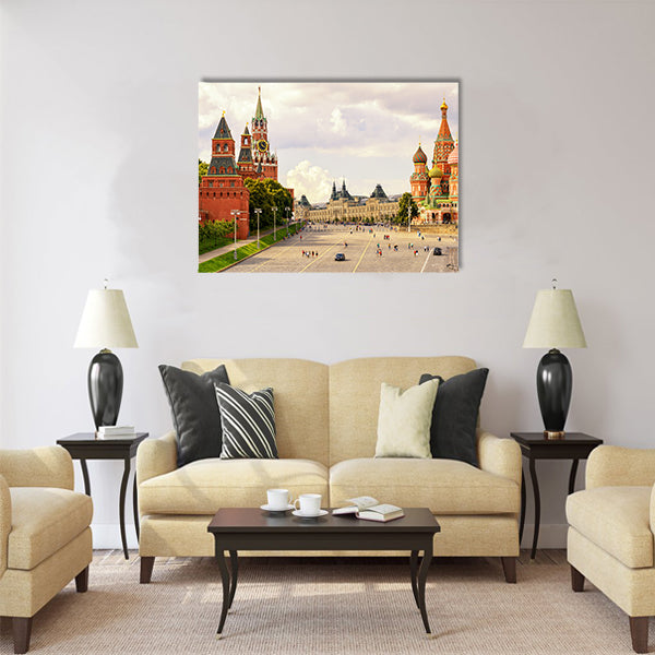 Kremlin and Cathedral of St. Basil Multi panel canvas wall art