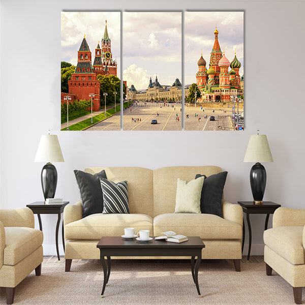 Kremlin and Cathedral of St. Basil Multi panel canvas wall art