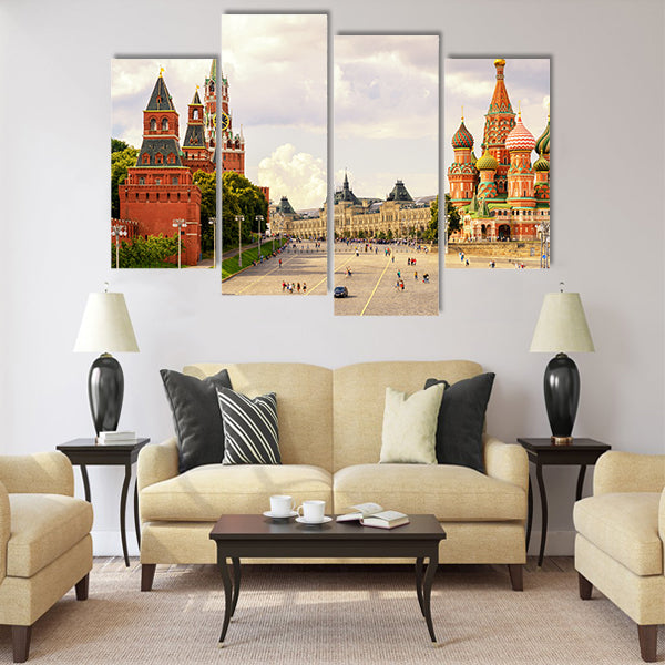 Kremlin and Cathedral of St. Basil Multi panel canvas wall art