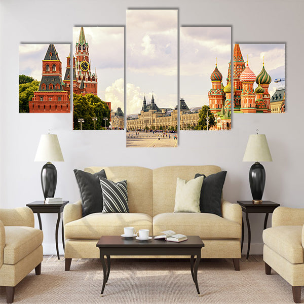 Kremlin and Cathedral of St. Basil Multi panel canvas wall art