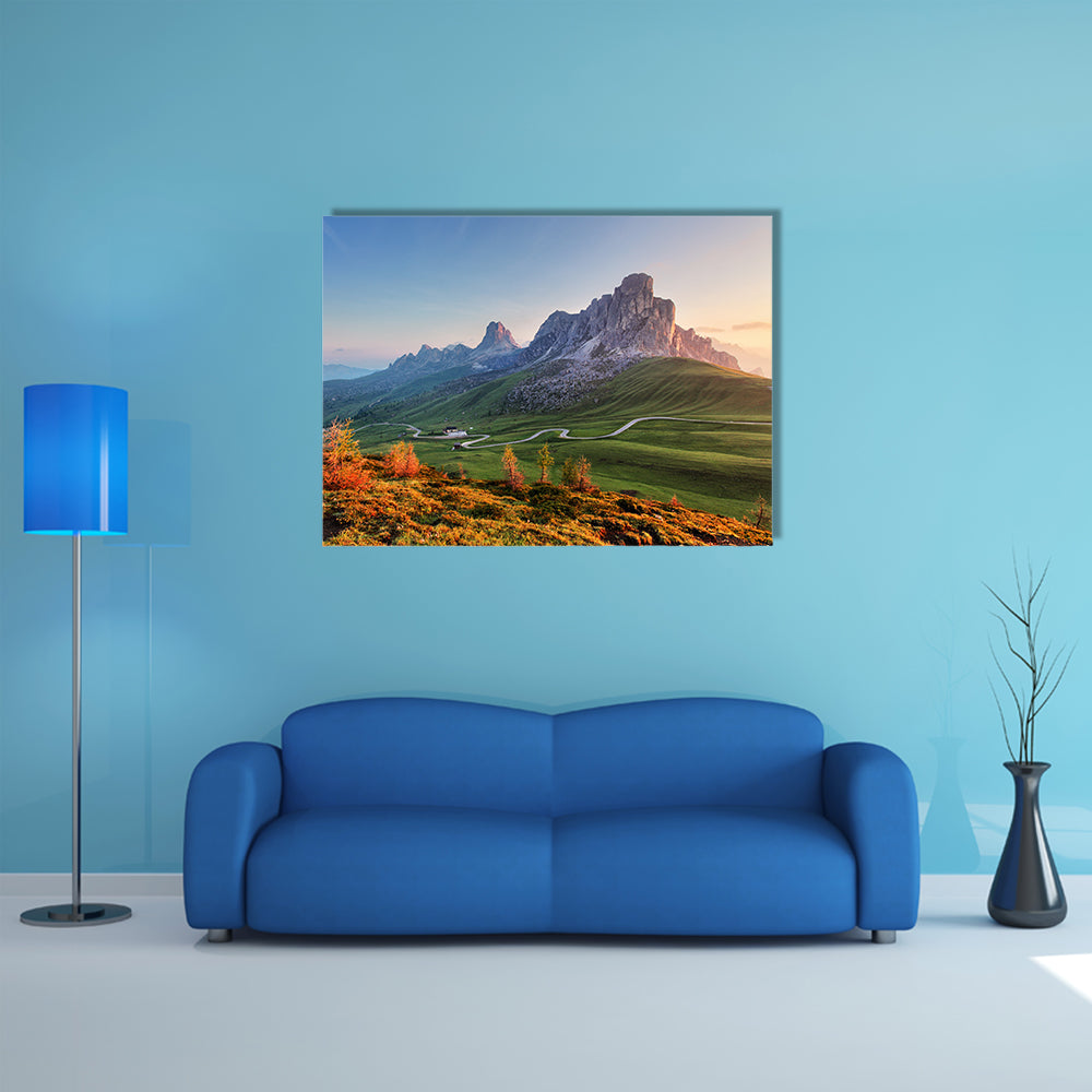 An elegant Mountain landscape, dolomites Multi Panel Canvas Wall Art