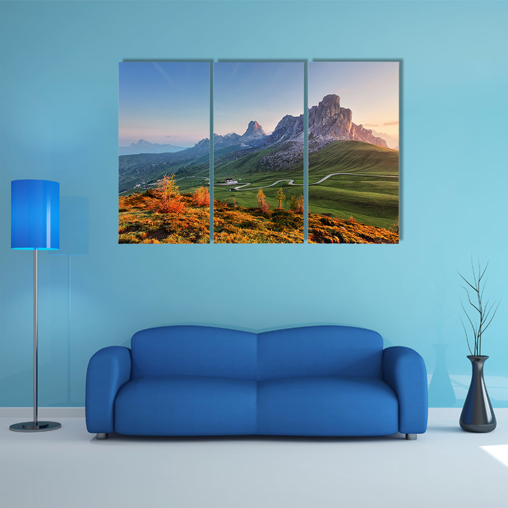 An elegant Mountain landscape, dolomites Multi Panel Canvas Wall Art
