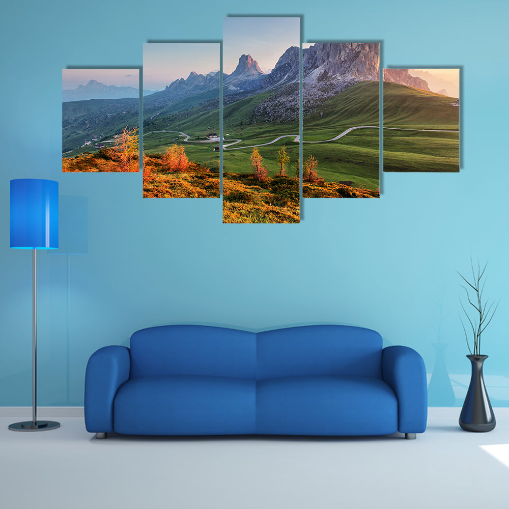 An elegant Mountain landscape, dolomites Multi Panel Canvas Wall Art