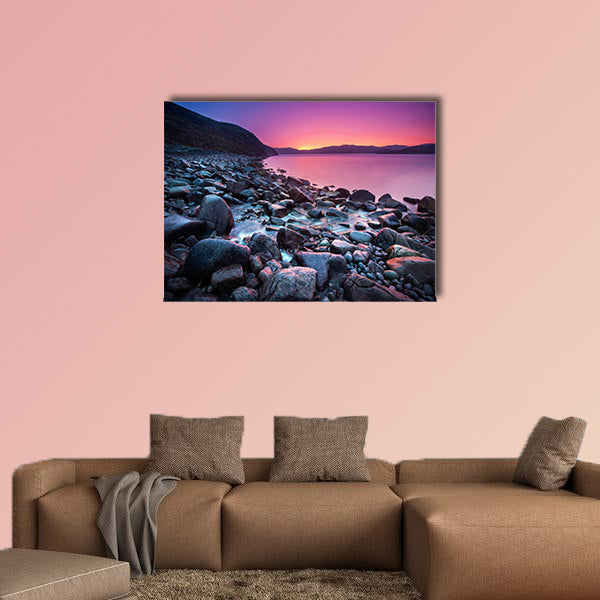 Sunset on the stone coast multi panel canvas wall art