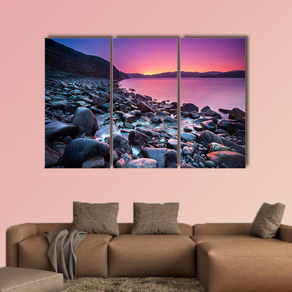 Sunset on the stone coast multi panel canvas wall art