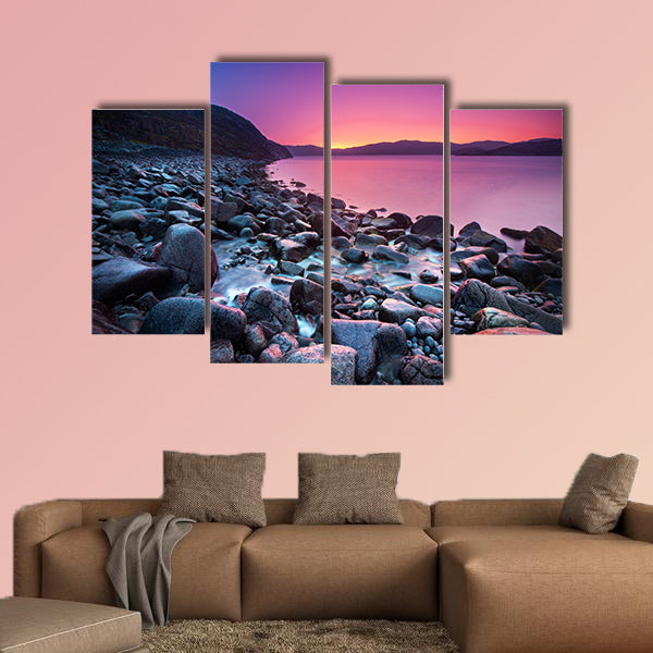 Sunset on the stone coast multi panel canvas wall art