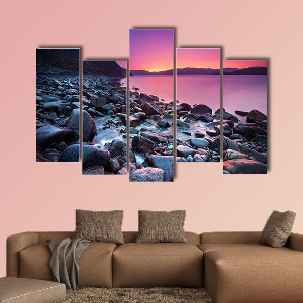 Sunset on the stone coast multi panel canvas wall art