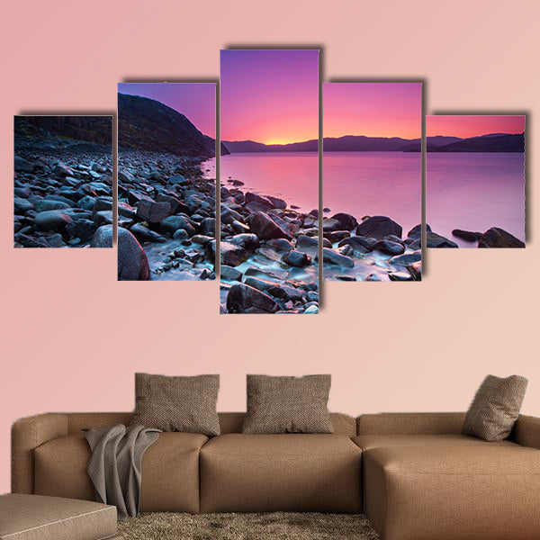 Sunset on the stone coast multi panel canvas wall art