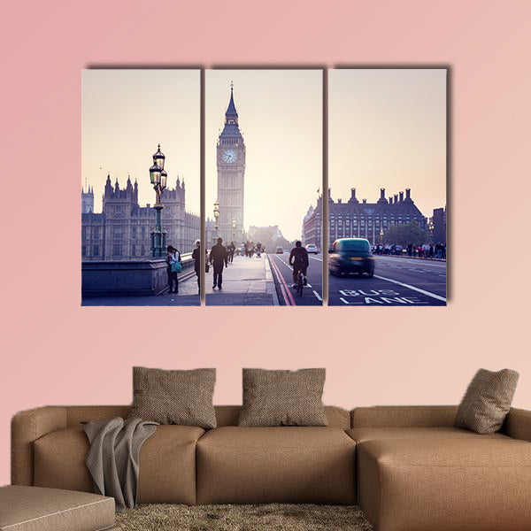 Westminster Bridge at sunset, London, UK multi panel canvas wall art