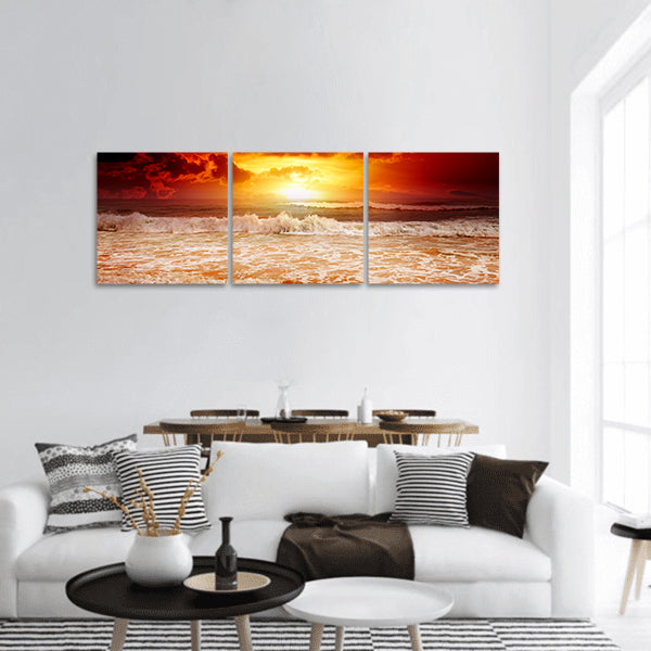Sunset Above The Sea Panoramic Canvas Wall Art