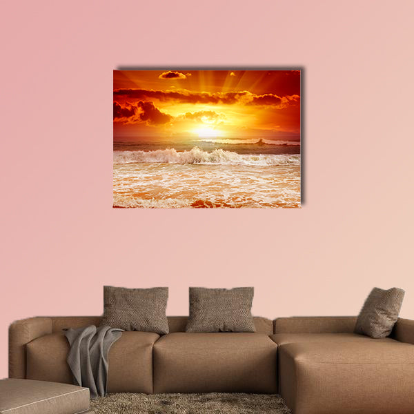 Beautiful sunset above the sea multi panel canvas wall art