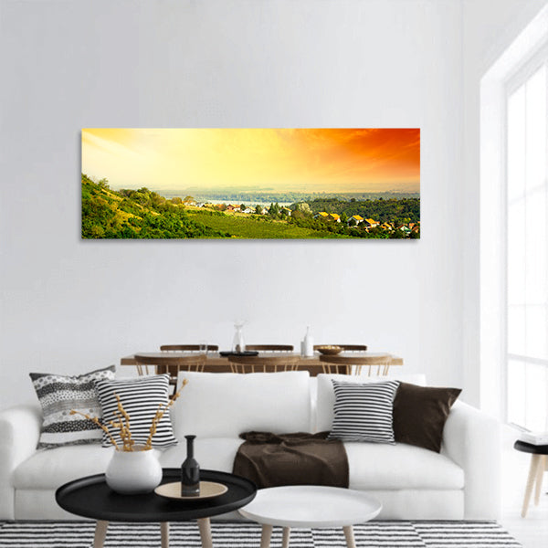 View to vineyard panoramic canvas wall art
