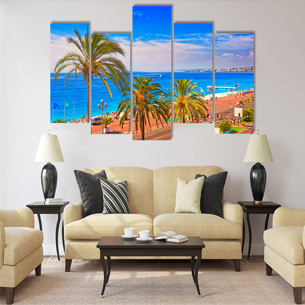 Promenade d Anglais (English promenade) in Nice, France Multi Panel Canvas Wall Art