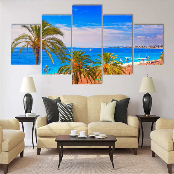 Promenade d Anglais (English promenade) in Nice, France Multi Panel Canvas Wall Art