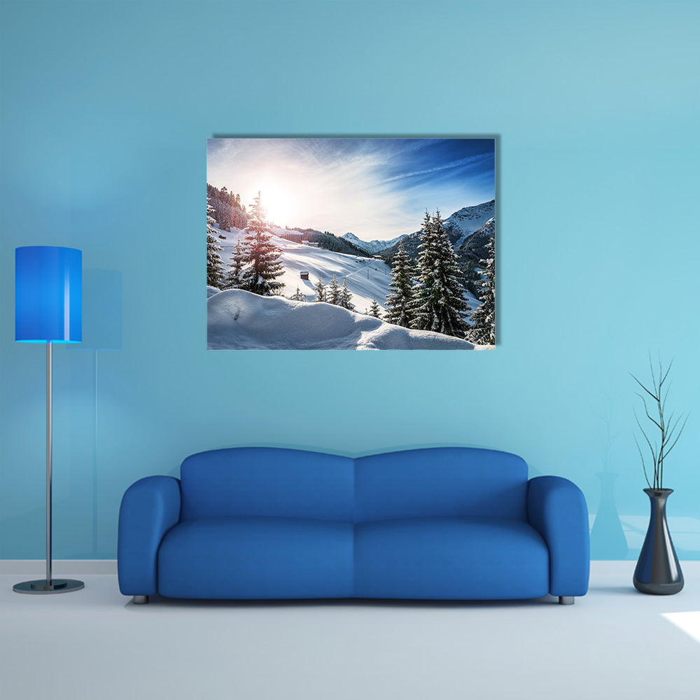 Beautiful Canvas Of Winter In Alps Multi Panel Canvas Wall Art