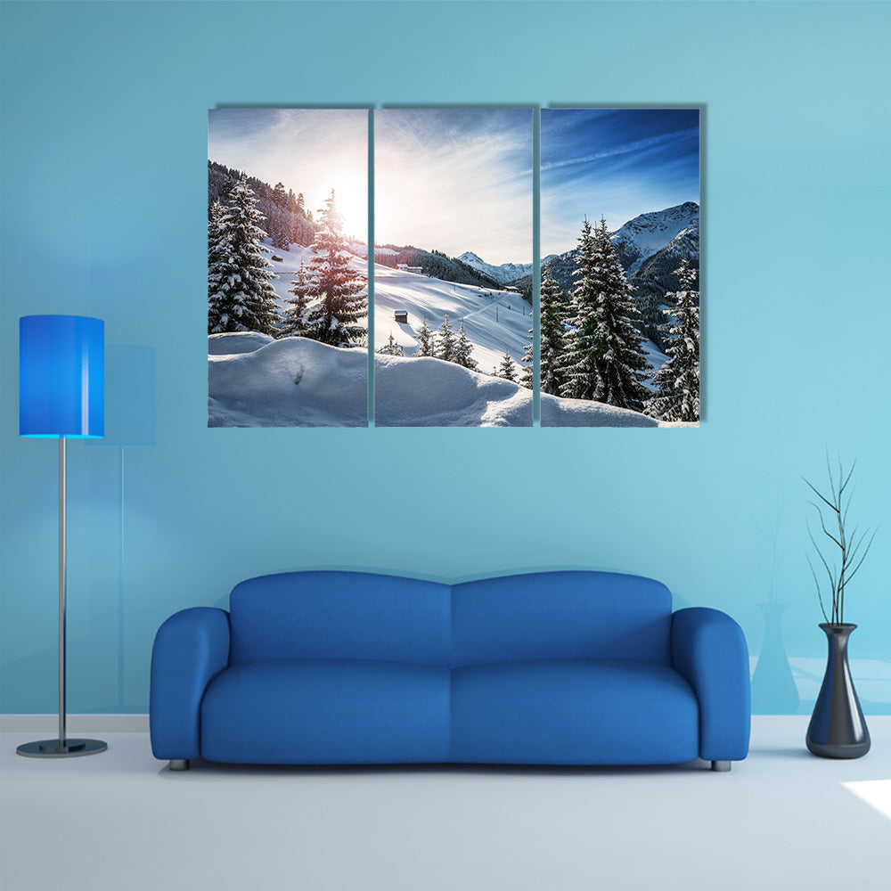Beautiful Canvas Of Winter In Alps Multi Panel Canvas Wall Art