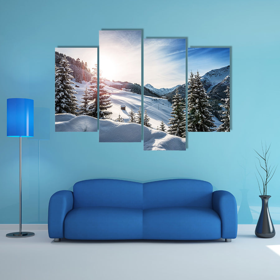 Beautiful Canvas Of Winter In Alps Multi Panel Canvas Wall Art