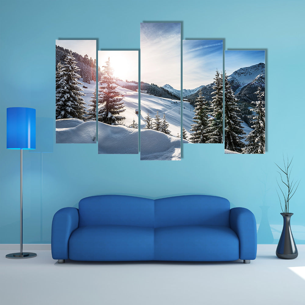 Beautiful Canvas Of Winter In Alps Multi Panel Canvas Wall Art