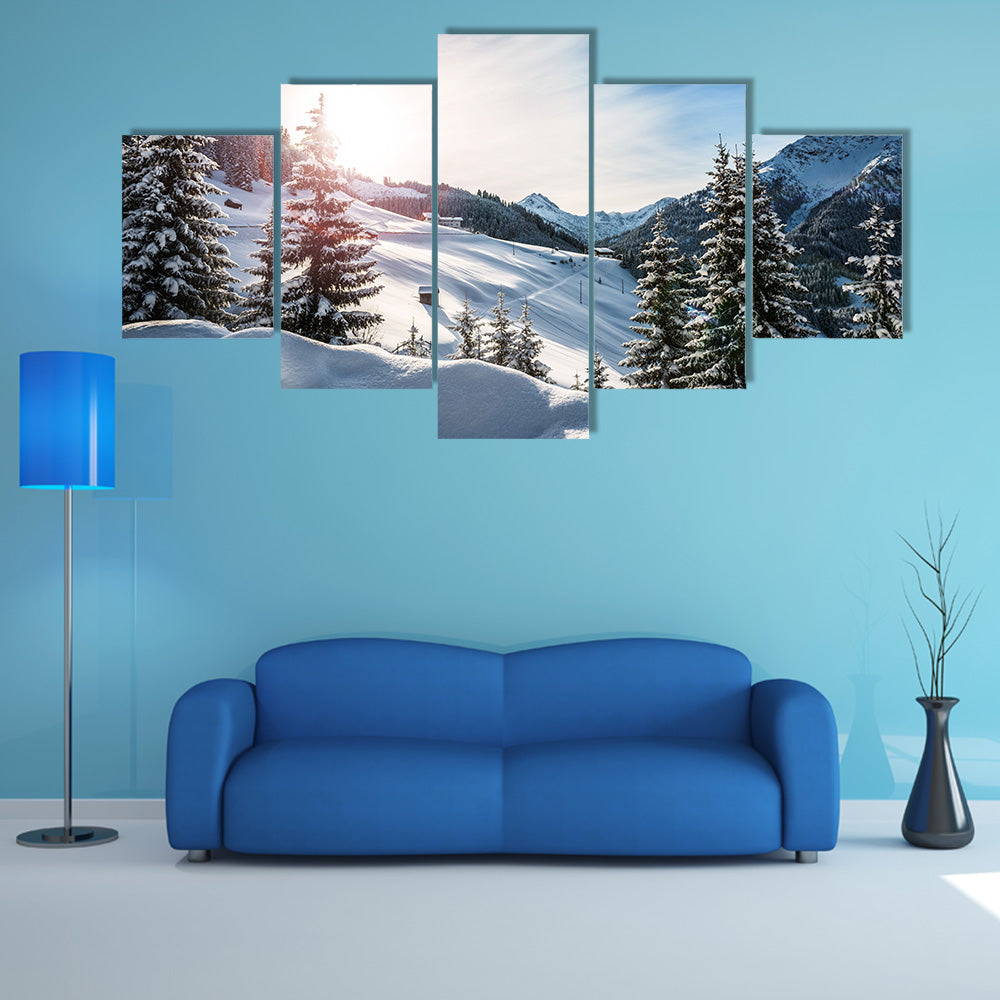 Beautiful Canvas Of Winter In Alps Multi Panel Canvas Wall Art