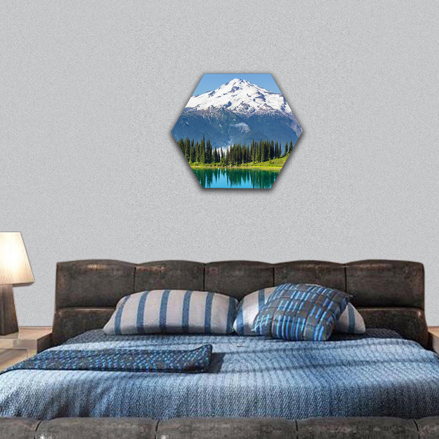 Lake and Glacier Peak in Washington, USA hexagonal canvas wall art