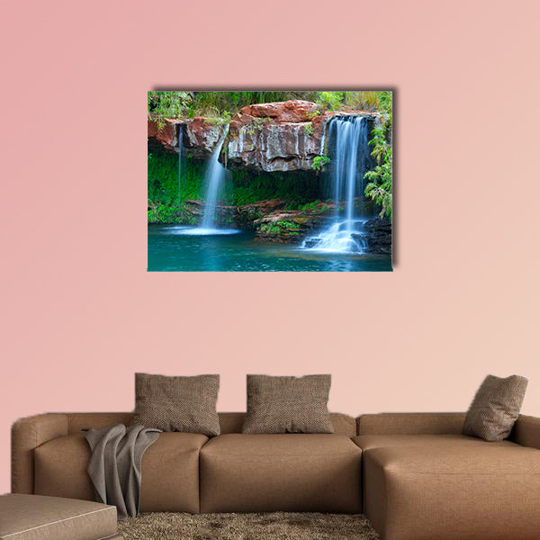 A small waterfall flowing into the Fern Pool in Western Australia multi panel canvas wall art