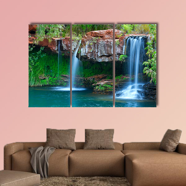 A small waterfall flowing into the Fern Pool in Western Australia multi panel canvas wall art