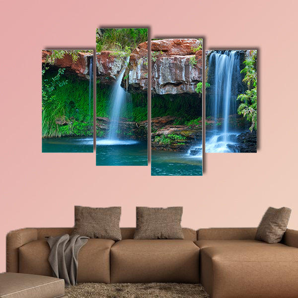 A small waterfall flowing into the Fern Pool in Western Australia multi panel canvas wall art