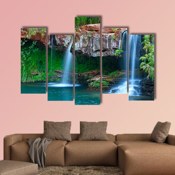 A small waterfall flowing into the Fern Pool in Western Australia multi panel canvas wall art