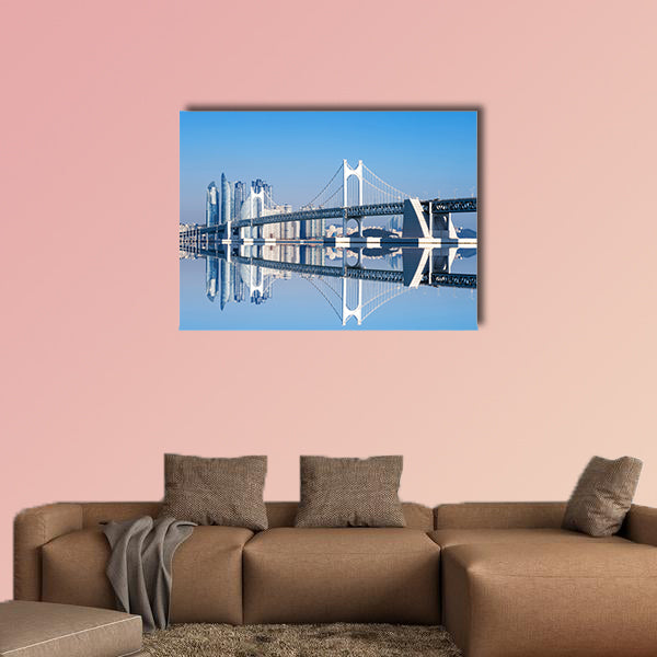 Gwangan Bridge and Haeundae in Busan, South Korea multi panel canvas wall art