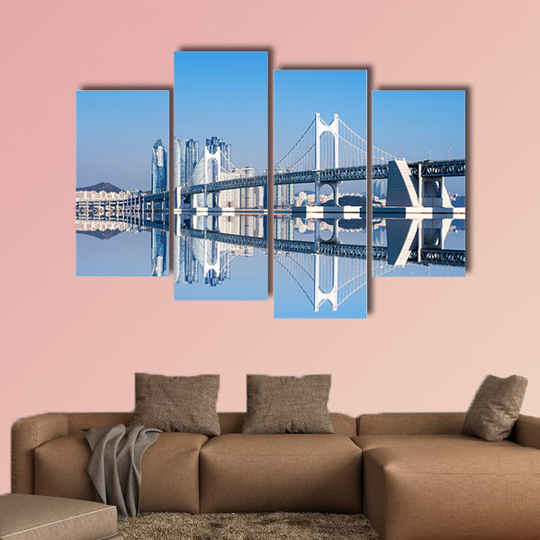 Gwangan Bridge and Haeundae in Busan, South Korea multi panel canvas wall art