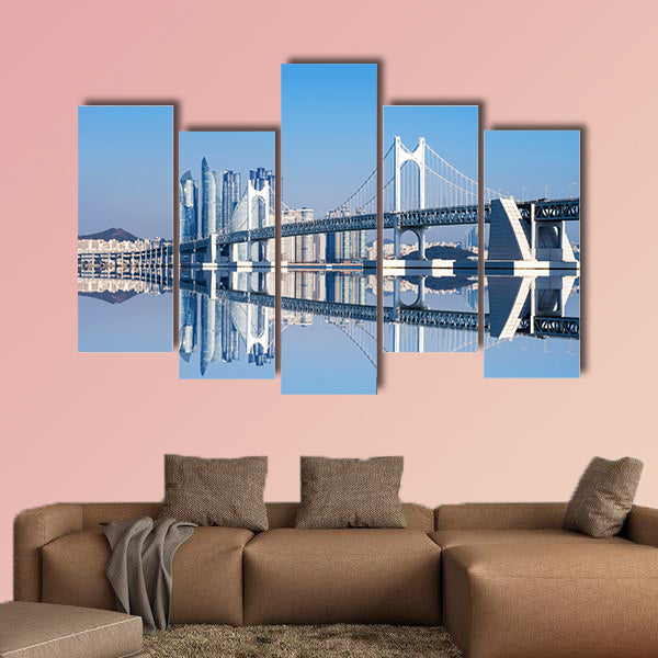 Gwangan Bridge and Haeundae in Busan, South Korea multi panel canvas wall art
