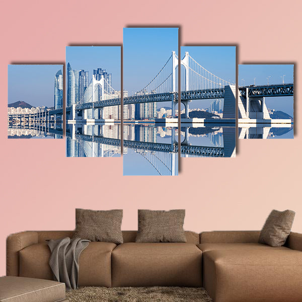 Gwangan Bridge and Haeundae in Busan, South Korea multi panel canvas wall art