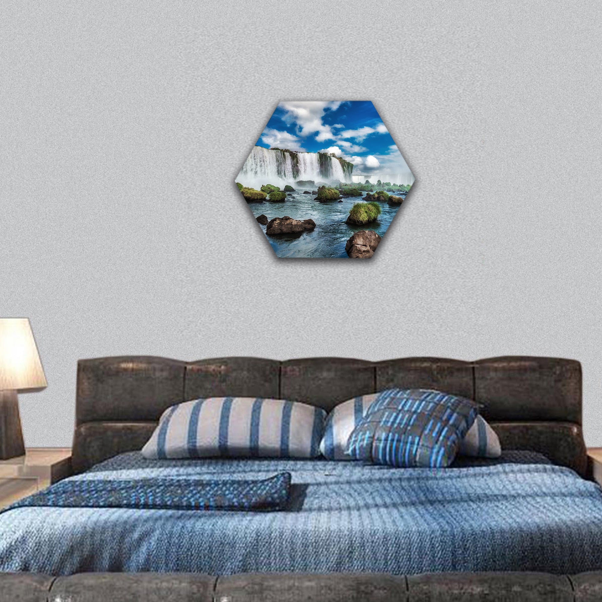 Iguacu National Park, Waterfall, Argentina, Brazil hexagonal canvas wall art