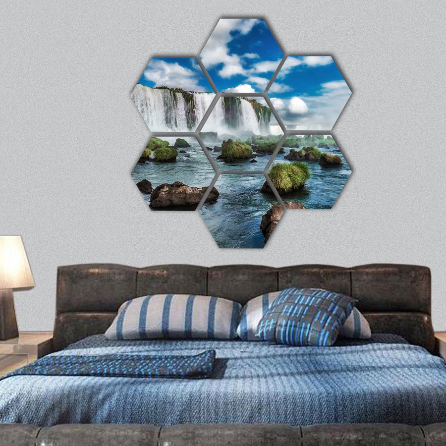 Iguacu National Park, Waterfall, Argentina, Brazil hexagonal canvas wall art