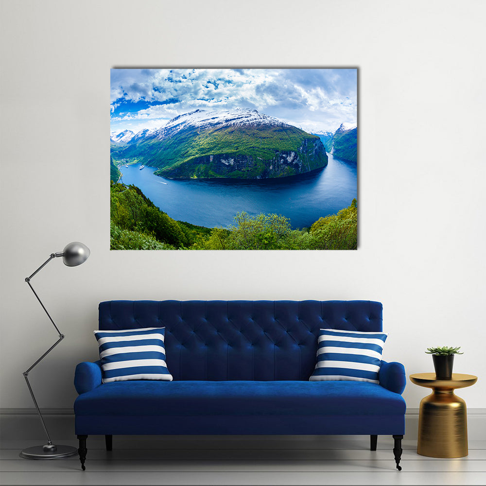 Scene Of Nature And Geiranger Fjord Multi Panel Canvas Wall Art