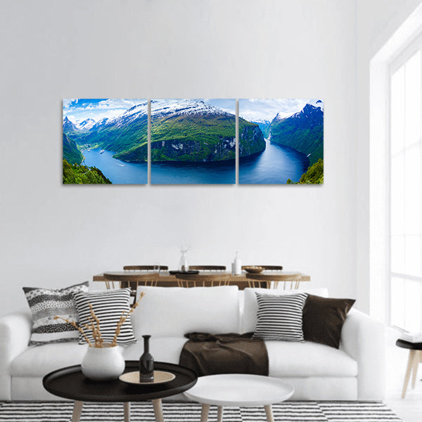 Geiranger fjord, Beautiful Nature Norway Panoramic Canvas Wall Art