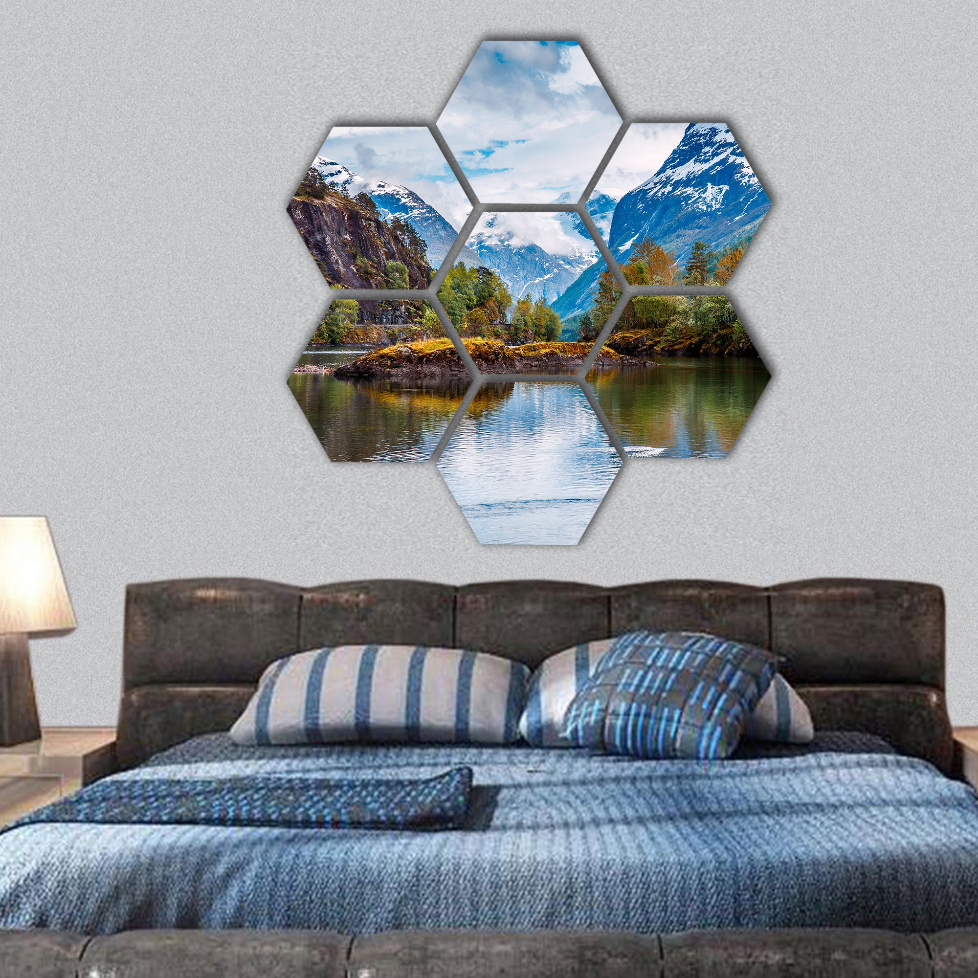 Nature Norway natural landscape hexagonal canvas wall art