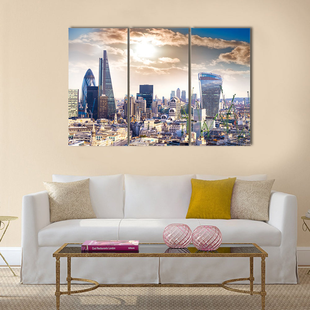 Aereal view of London modern district multi panel canvas wall art