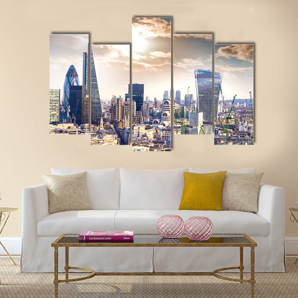 Aereal view of London modern district multi panel canvas wall art
