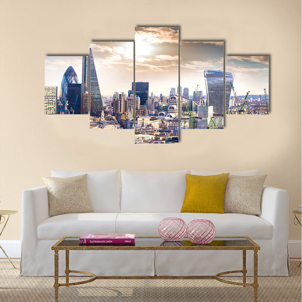 Aereal view of London modern district multi panel canvas wall art