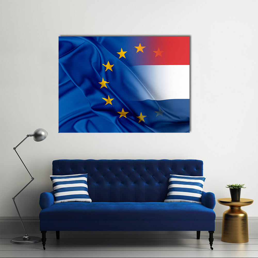 European Union and Netherlands flag Multi panel canvas wall art