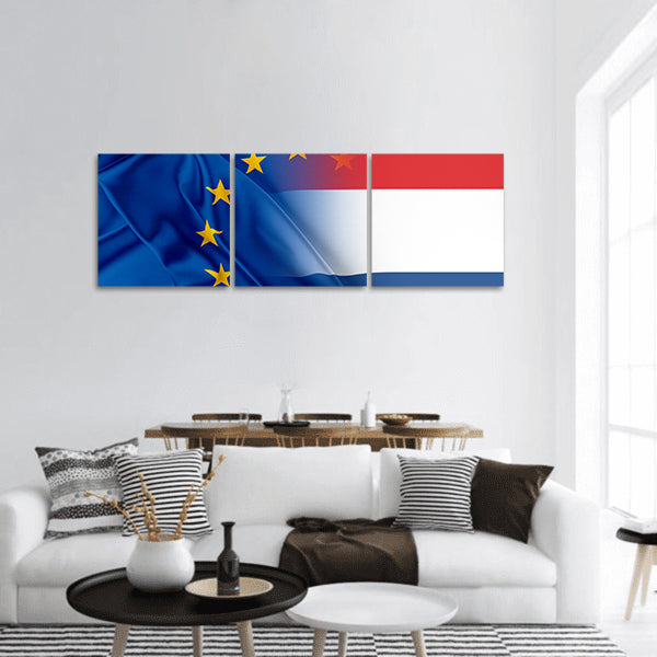 The concept of relationship between EU and Netherlands Panoramic Canvas Wall Art